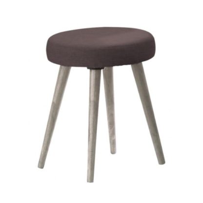 An Image of Rufford Wooden Dressing Table Stool Round In Grey Oak Effect