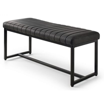 An Image of Soho Faux Leather Dining Bench In Black