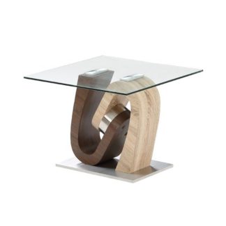 An Image of Tripoli Lamp Table In Clear Glass Top With Stainless Steel Base