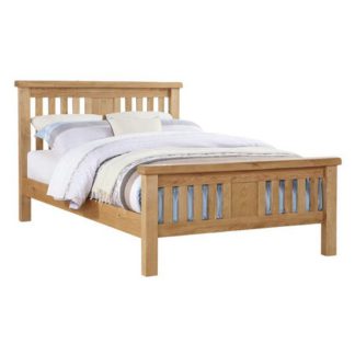 An Image of Heaton Wooden Double Bed In Oak