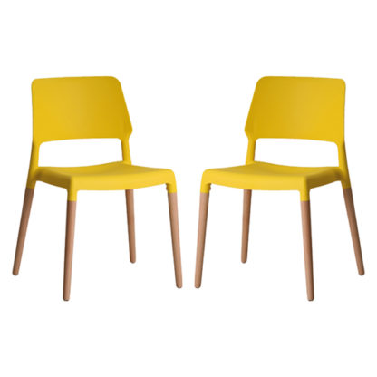 An Image of Riva Yellow Finish Dining Chairs In Pair