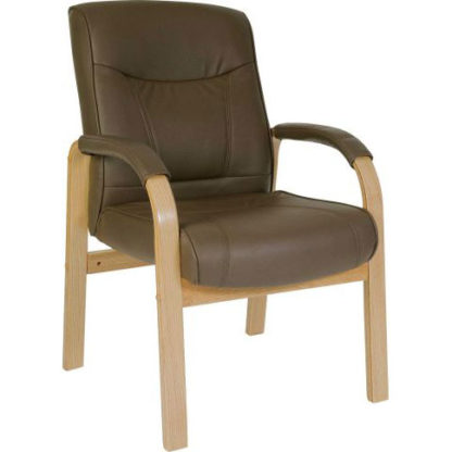 An Image of Norman Leather And Wood Visitors Office Chair