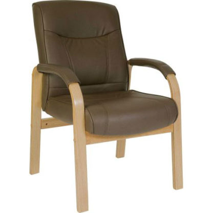 6e7190290747203986f92205ad30878e6d4907a6d96d49711779c9a2bbc8bae2.jpg An Image of Norman Leather And Wood Visitors Office Chair