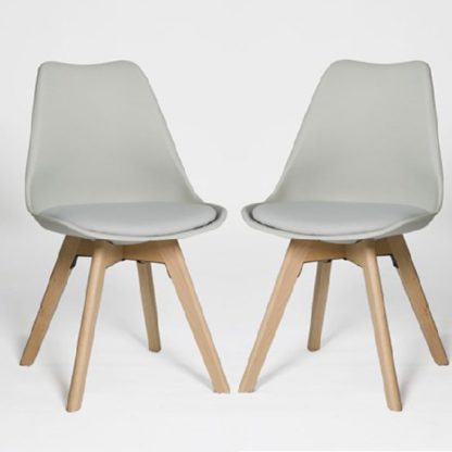 An Image of Regis Dining Chair In Grey With Wooden Legs In A Pair
