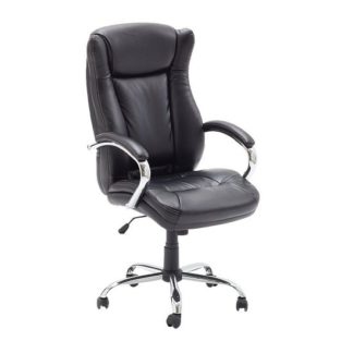 An Image of Epsom Home Office Chair In Black Faux Leather With Armrests
