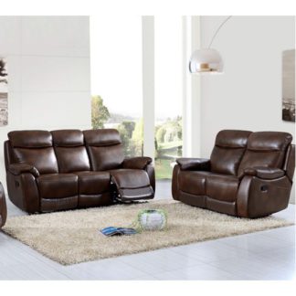 An Image of Pincoya Leather 3 Seater Sofa And 2 Seater Sofa Suite In Tan