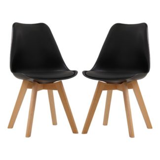 An Image of Louvre Black Finish Dining Chairs In Pair