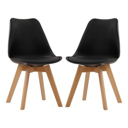 6ede1b41bf10d810c360375509a3d67fcc0e6058db5b3b156aad446090f134b1.jpg An Image of Louvre Black Finish Dining Chairs In Pair