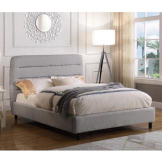 An Image of Malibu Velvet King Size Bed In Light Grey