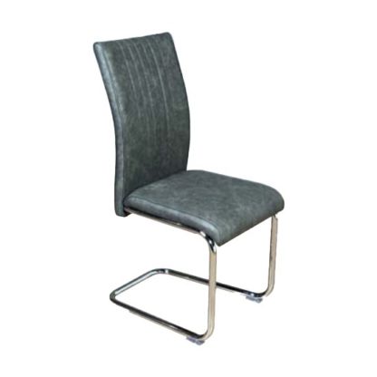 An Image of Ceibo Leather Dining Chair In Two Tone Grey