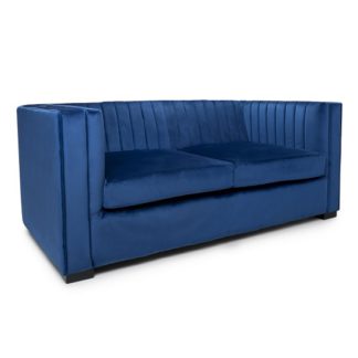 An Image of Torin 2 Seater Sofa In Blue Brushed Velvet