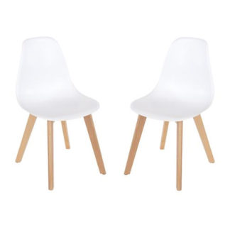 An Image of Arturo White Bistro Chair In Pair With Wooden Legs