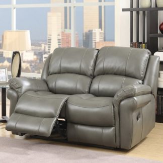 An Image of Claton Recliner 2 Seater Sofa In Grey Faux Leather