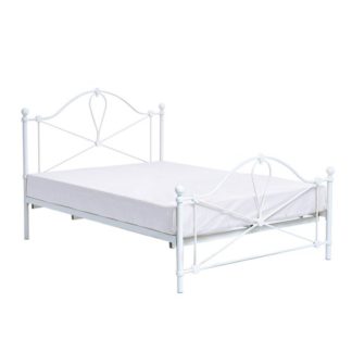 An Image of Bronte Metal Double Bed In White
