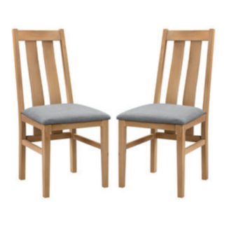 An Image of Cotswold Oak Wooden Dining Chair In Pair