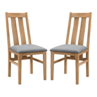 An Image of Cotswold Oak Wooden Dining Chair In Pair