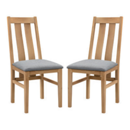 An Image of Cotswold Oak Wooden Dining Chair In Pair