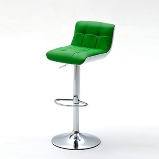 An Image of Bob Green Bar Stool In Faux Leather With Chrome Base
