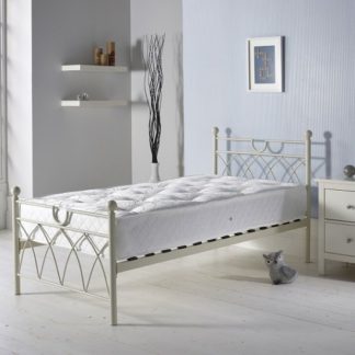 An Image of Dales Contemporary Metal Single Bed In Cream