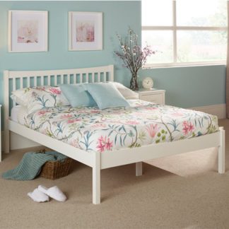 An Image of Alice Hevea Wooden King Size Bed In Opal White