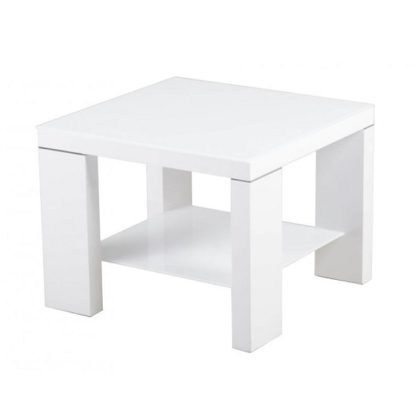 An Image of Alford Glass Side Table Square With White High Gloss