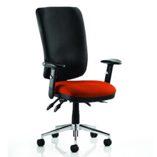 An Image of Chiro High Black Back Office Chair In Tobasco Red With Arms