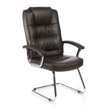 An Image of Moore Leather Deluxe Visitor Chair In Brown With Arms