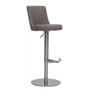An Image of Fabio Bar Stools In Brushed Stainless Steel and Taupe PU Base