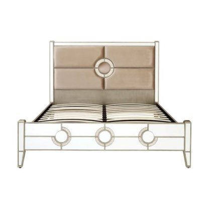 An Image of Antibes King Size Bed In Fabric And Mirrored Glass Frame