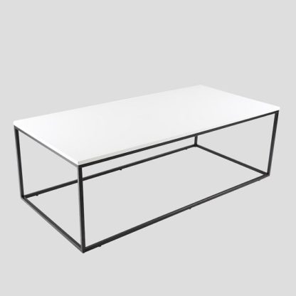An Image of Alpen Coffee Table In White High Gloss With Black Metal Frame