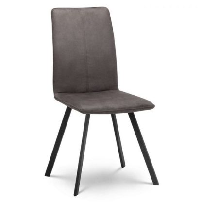 An Image of Anya Fabric Dining Chair In Charcoal Grey With Black Steel Legs