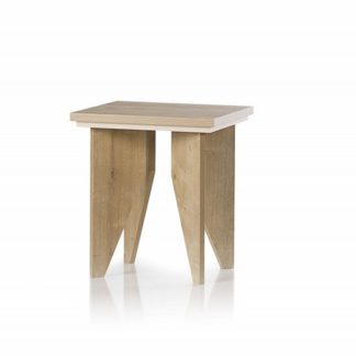 An Image of Michigan Wooden Lamp Table Sqaure In Oak And Cream