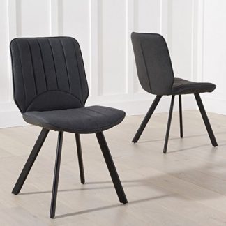 An Image of Achernar Grey Faux Leather Dining Chair In Pair