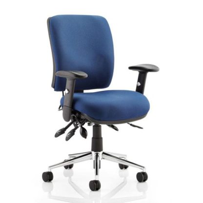 An Image of Chiro Fabric Medium Back Office Chair In Blue With Arms