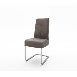 An Image of Ibsen Modern Dining Chair In Leather Look Brown