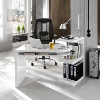 An Image of Sydney Rotating Office Desk in High Gloss White