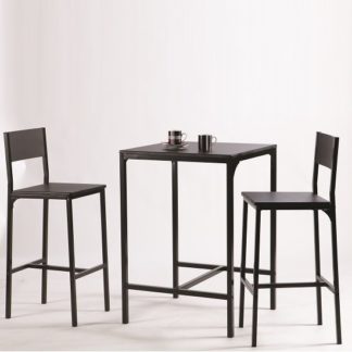 An Image of Radius Modern Bistro Table Set In Black With 2 Chairs