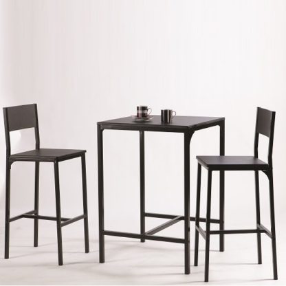 An Image of Radius Modern Bistro Table Set In Black With 2 Chairs