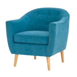 An Image of Morrill Woven Fabric Accent Chair In Teal With Oak Legs