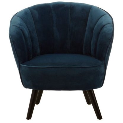 An Image of Barnard Tub Style Velvet Upholstered Bedroom Chair In Blue