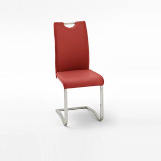 An Image of Koln Dining Chair In Red Faux Leather With Chrome Legs