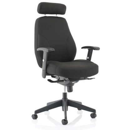 An Image of Georgia Fabric Executive Office Chair In Black With Arms