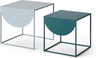 An Image of MADE Essentials Emira Nesting Side Tables, Grey & Teal