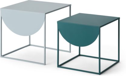 An Image of MADE Essentials Emira Nesting Side Tables, Grey & Teal