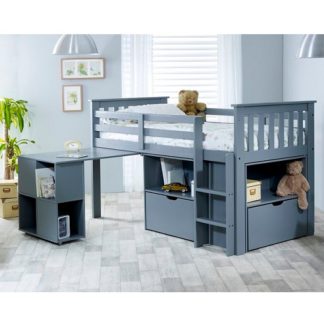 An Image of Gabriella Mid Sleeper Bed In Grey With Storage And Desk