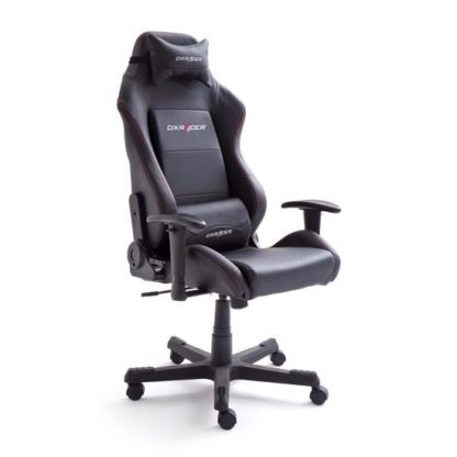 An Image of Motocross Office Chair In Black Faux Leather With Castors