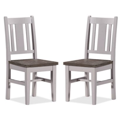 An Image of Galleon Wooden Dining Chair In Cotton White In A Pair