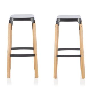 An Image of Hoker 76cm Bar Stools In Gun Metal In A Pair