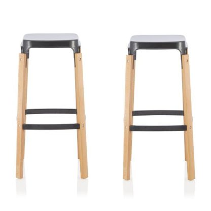 An Image of Hoker 66cm Bar Stools In Gun Metal In A Pair