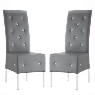 An Image of Asam Dining Chair In Grey Faux Leather in A Pair